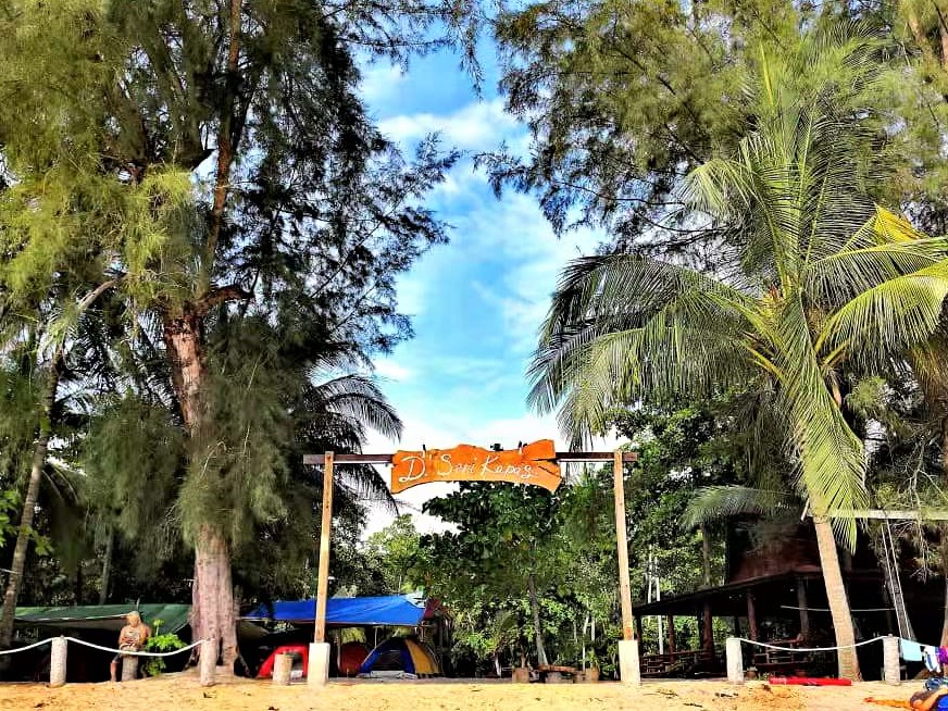 Arch and camping side at Pulau Kapas