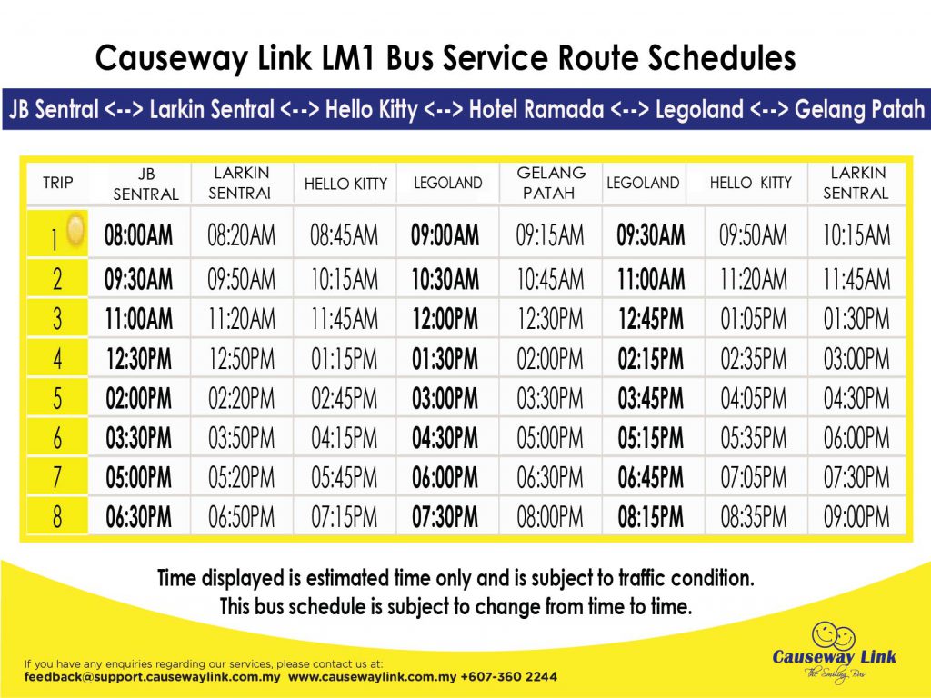 Causeway Link LM1 bus service route schedule